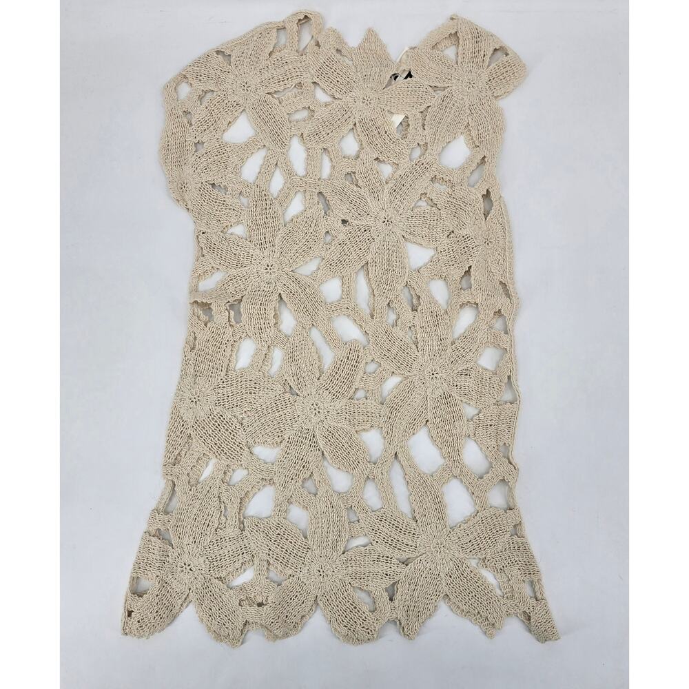Zara Crochet Floral Knit Dress XS/S Cream Boho Beach Cover Up Resort Festival - Picture 4 of 6